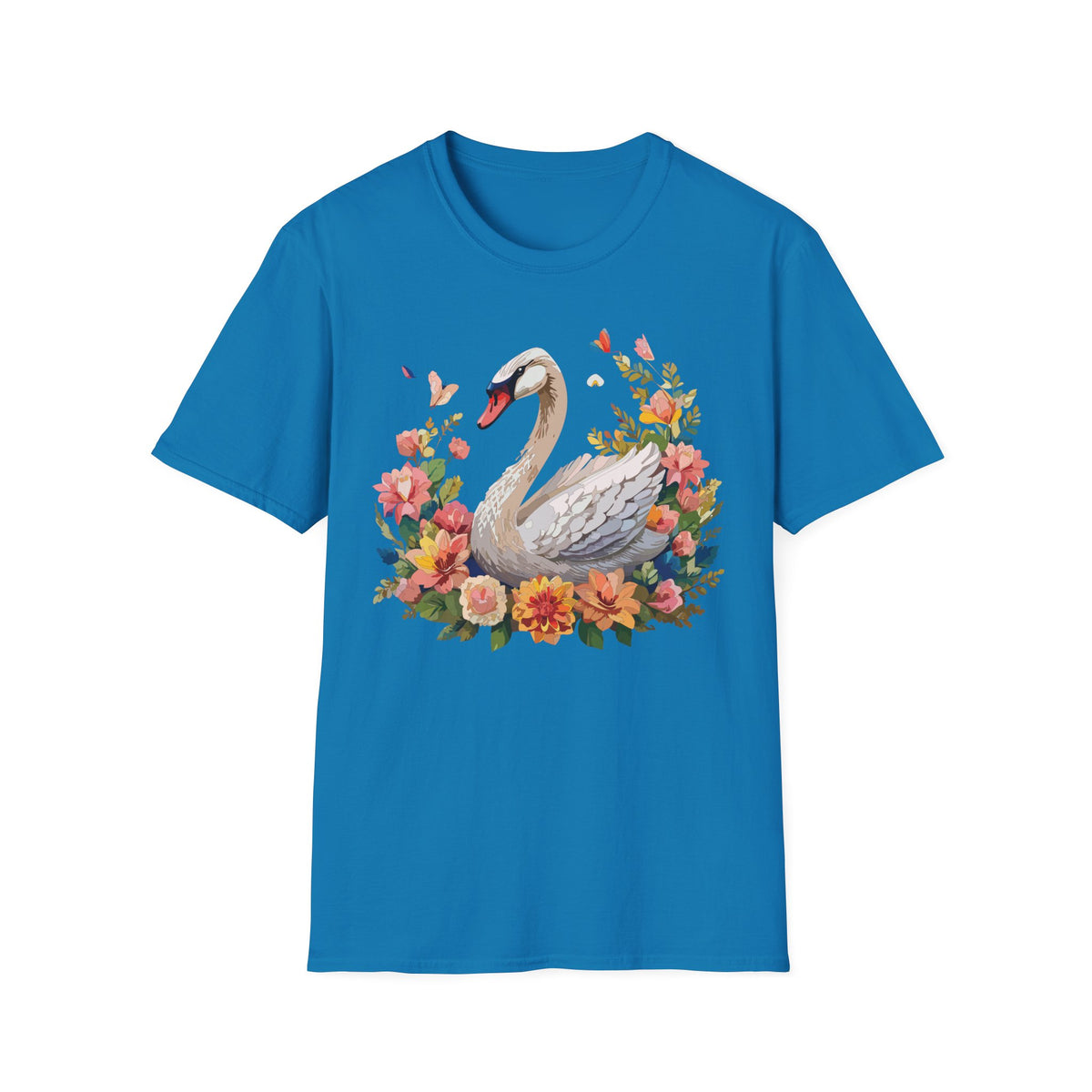 Floral Swan T-Shirt | Swan Illustration Tee, Floral Bird Shirt