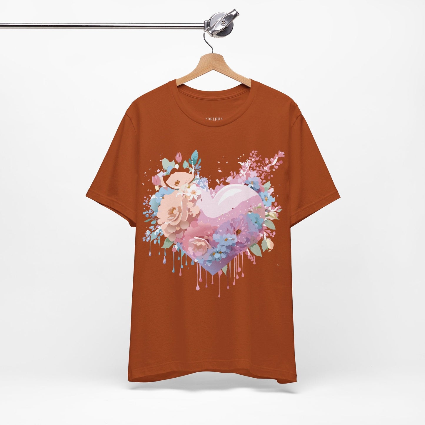 Valentine Day Graphic Unisex 100 Cotton Vintage Artwork with Love and Flower Design Tee 28
