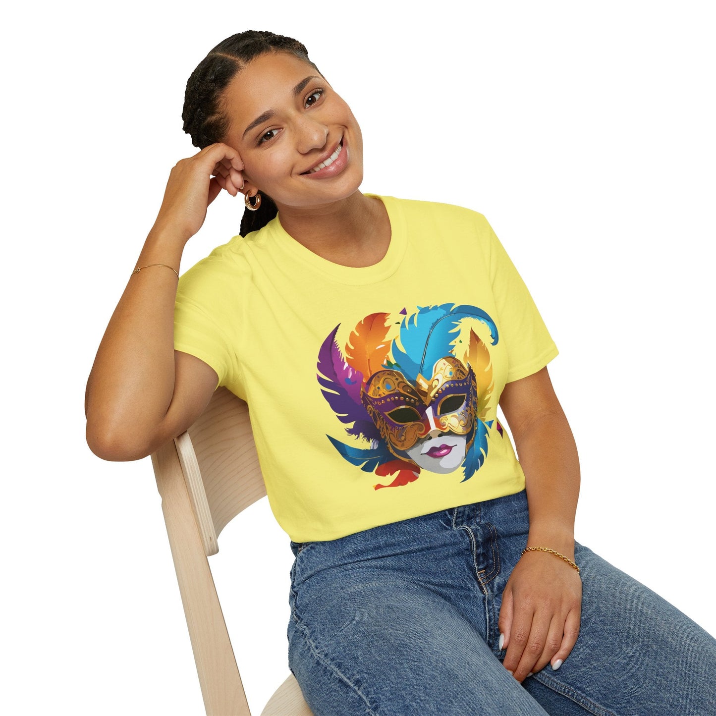 Mask Tee Shirt Unisex Short Sleeve Cotton Tee Art Design Masquerade Gildan Softstyle 64000