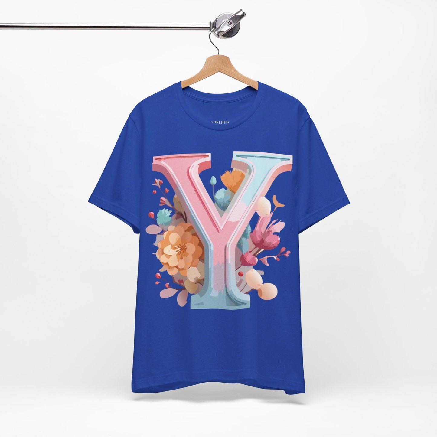 Letter Y Graphic Tee Unisex Short Sleeve Vintage Inspired Artwork Adelpha Premium