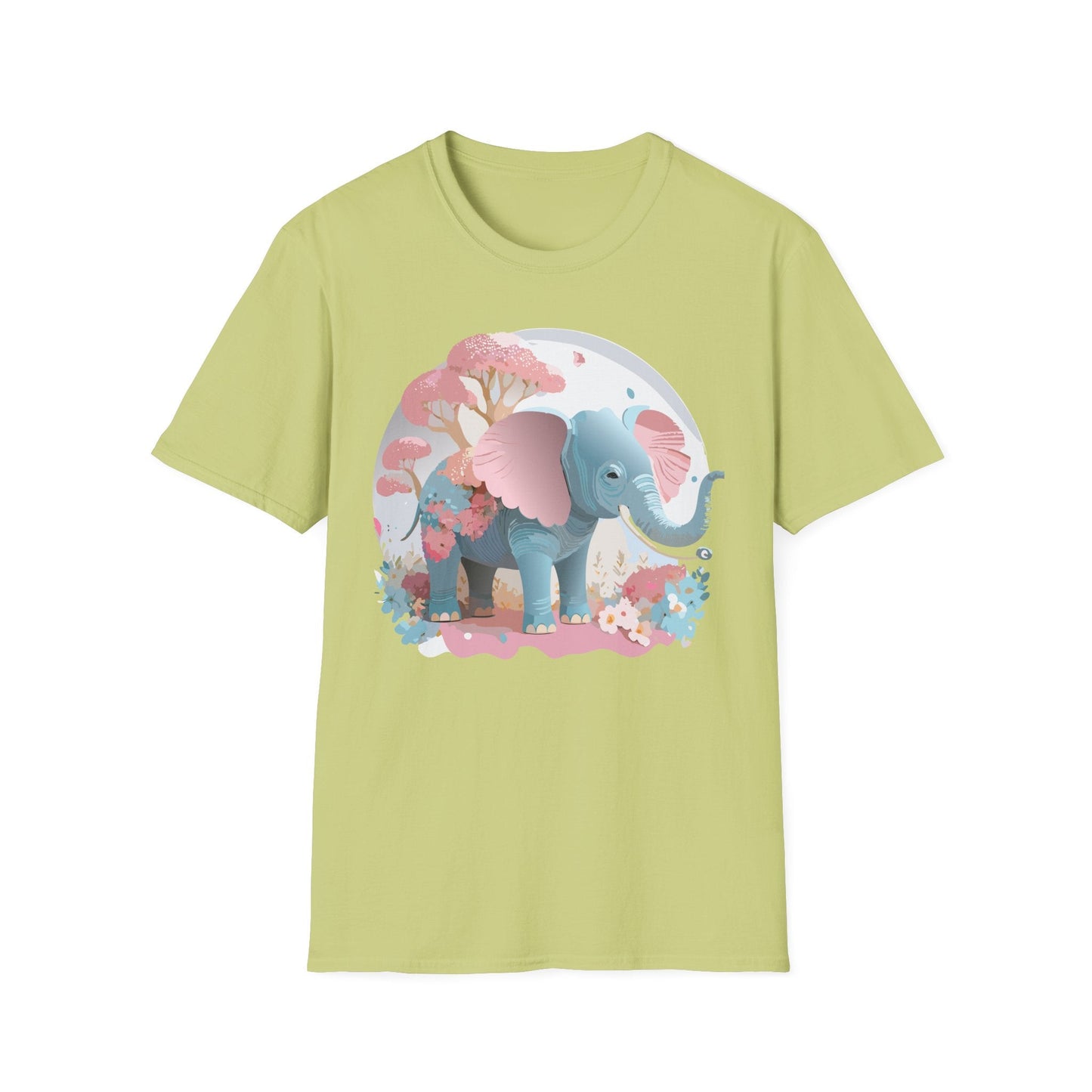 Unisex Elephant Graphic Tee Gildan Softstyle 64000 100 Percent Ring Spun Cotton Fabric