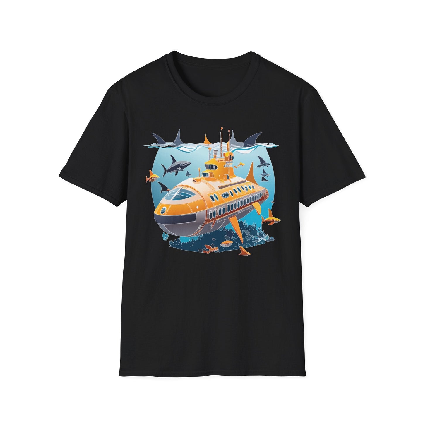 Ocean Themed Unisex Gildan Softstyle 64000 Short Sleeve T Shirt With Ocean Art Design