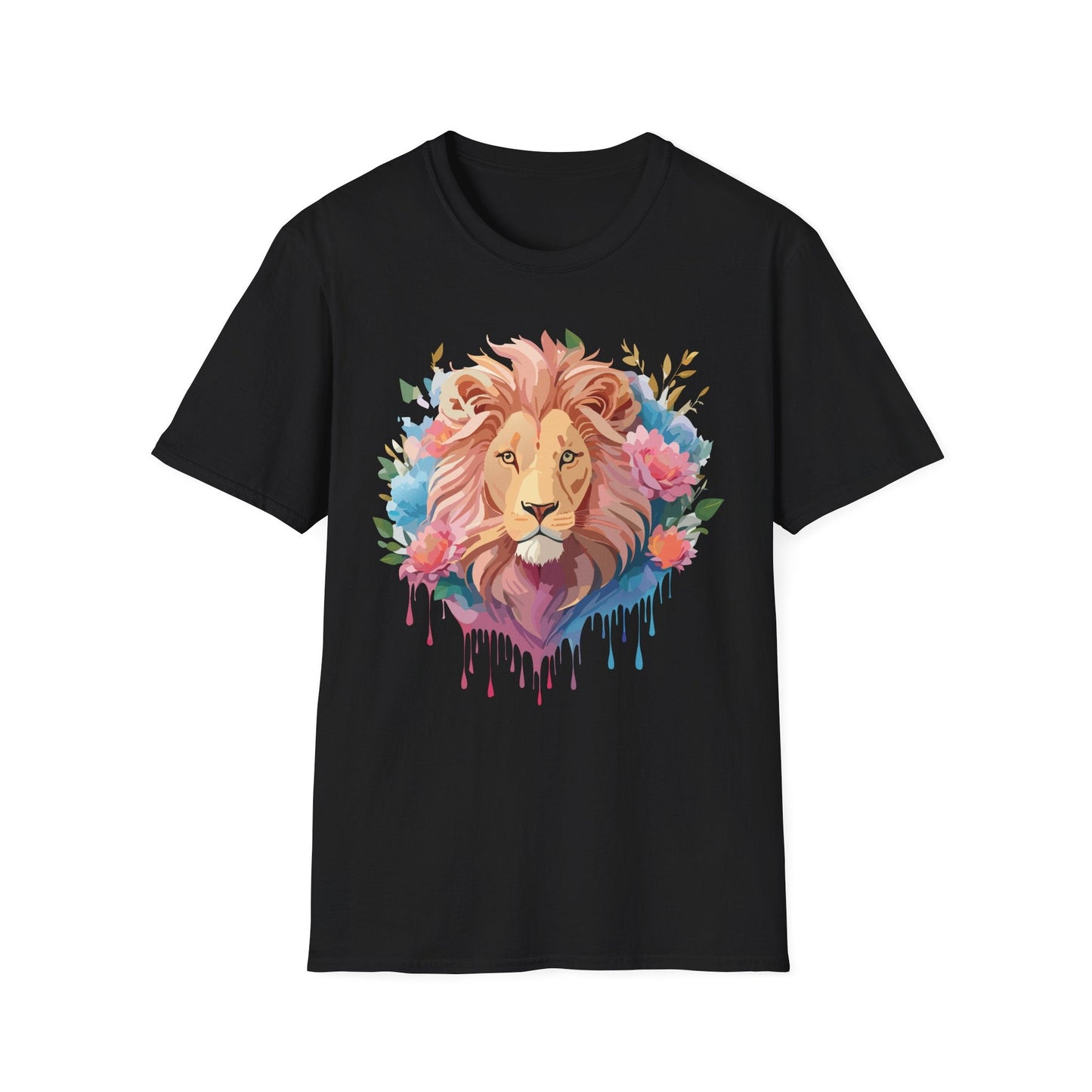 Lion Shirt Unisex Floral Lion Tee 100 Percent Cotton Softstyle Gildan 64000