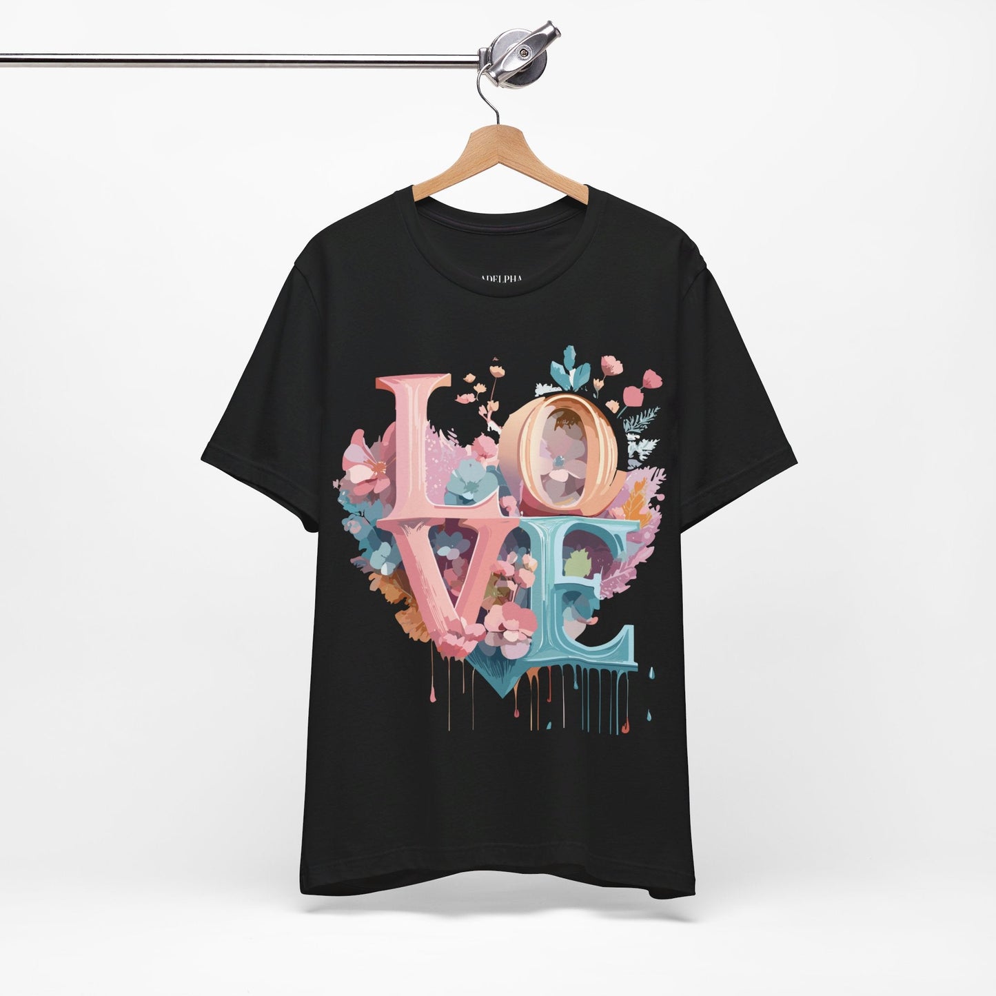 Valentine Day Graphic Unisex 100 Cotton Vintage Artwork with Love and Flower Design Tee 52