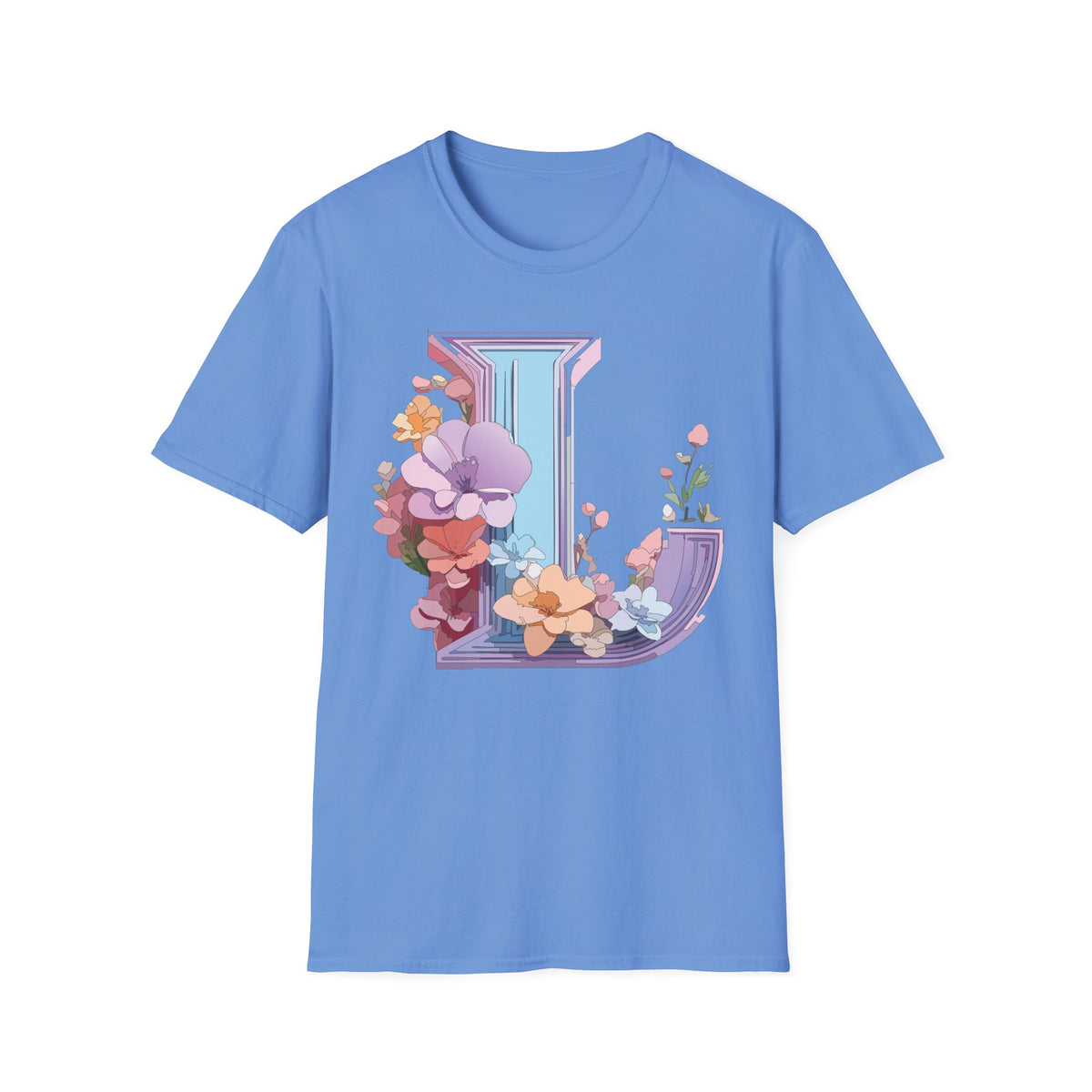 Floral Letter L T-Shirt | Botanical Initial Monogram Tee