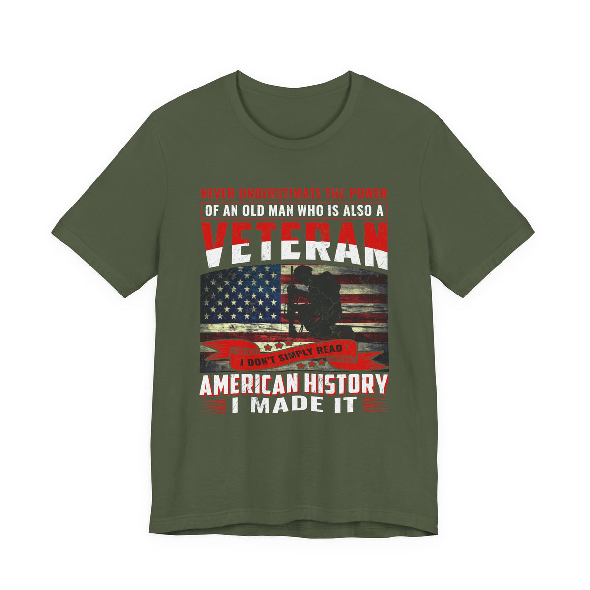 Veteran American flag T-Shirt I Made It Old Man Veteran Military Pride Unisex Cotton v32