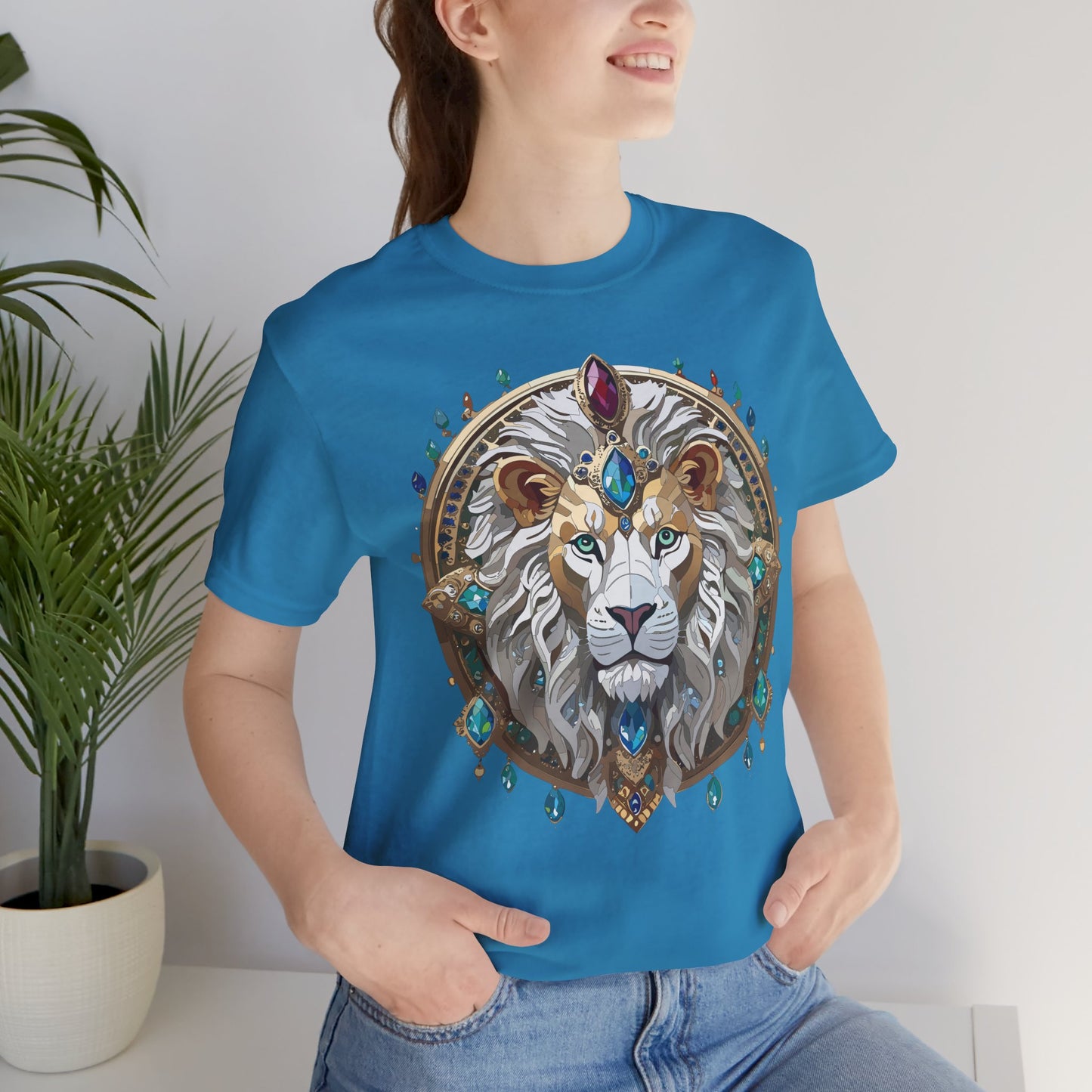 Unisex Lion Graphic Tee, Animal Shirt, Tee Shirt with Lion, Medallion T-Shirt, Animal Medallion Tees