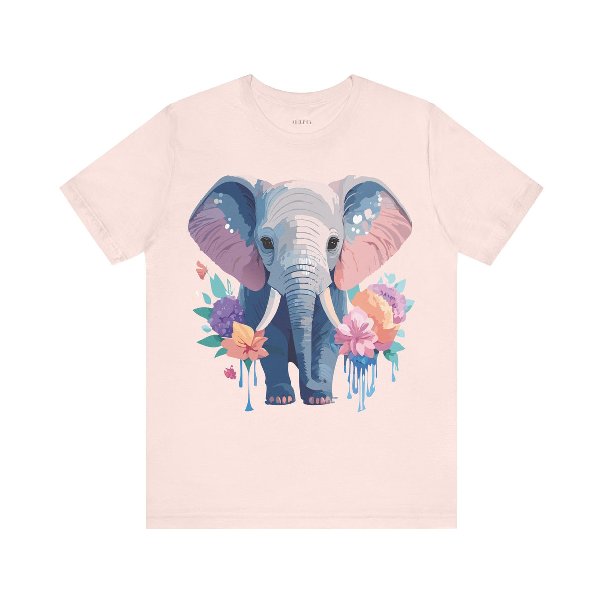 Elephant Graphic Unisex Cotton Bella+Canvas Tee with Art Animal Design e129