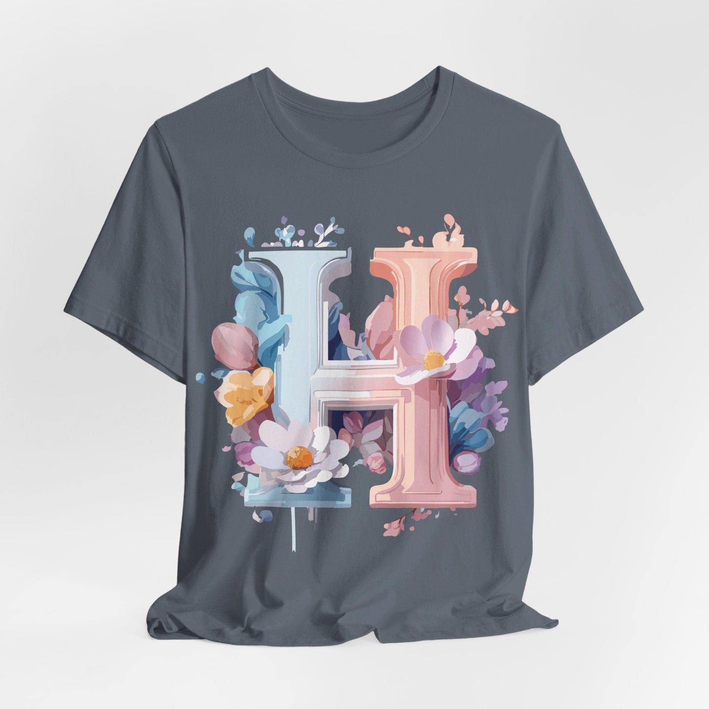 Letter H Shirt Graphic Tee Unisex Short Sleeve Premium Vintage Inspired Artwork Adelpha