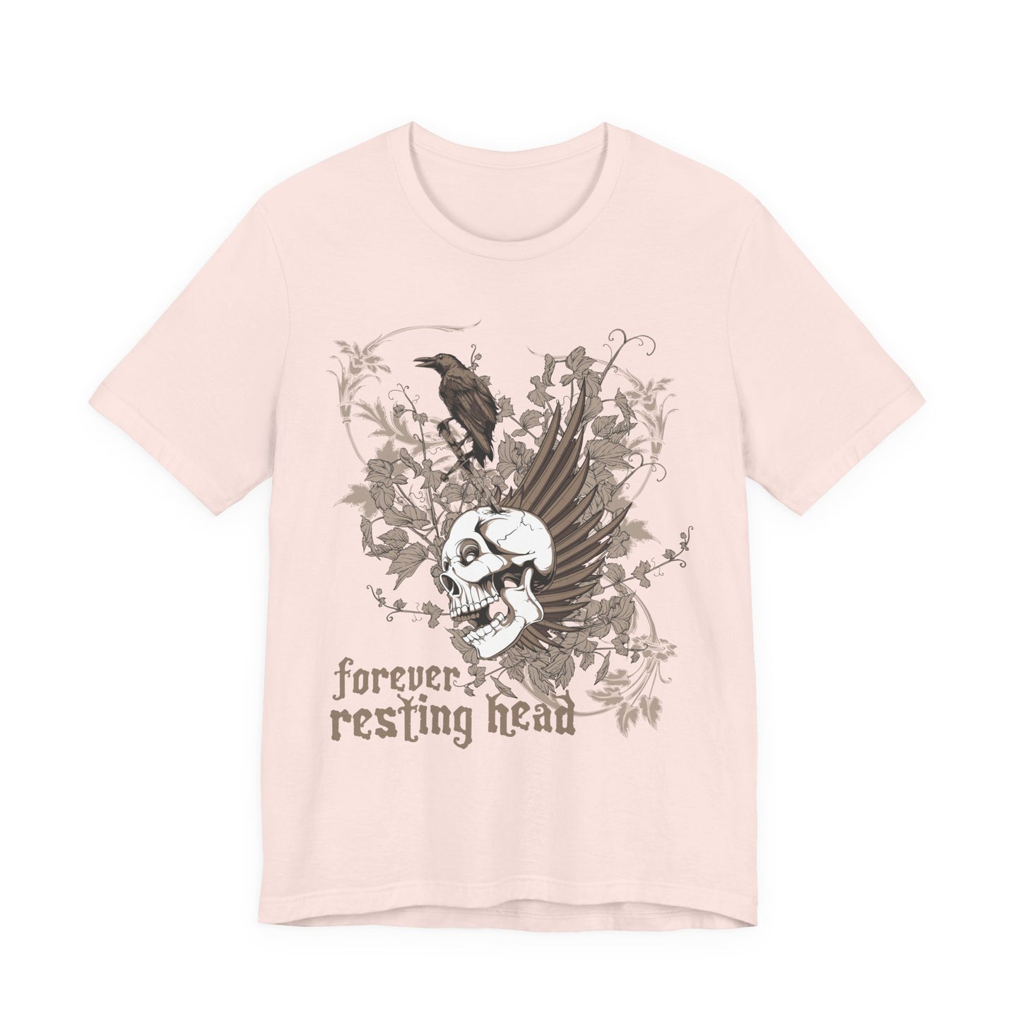 Forever Resting Head Tee, Edgy Graphic Shirt, Music T-Shirt, Gothic Tees, Skull Shirt, Art Design Tee, Skull Graphic Top