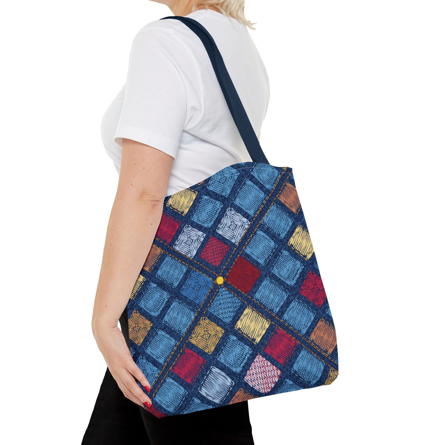 Denim Fabric Imitation Print Unisex Canvas Bag Poly Spun 3 Sizes Tote Bag 189-8