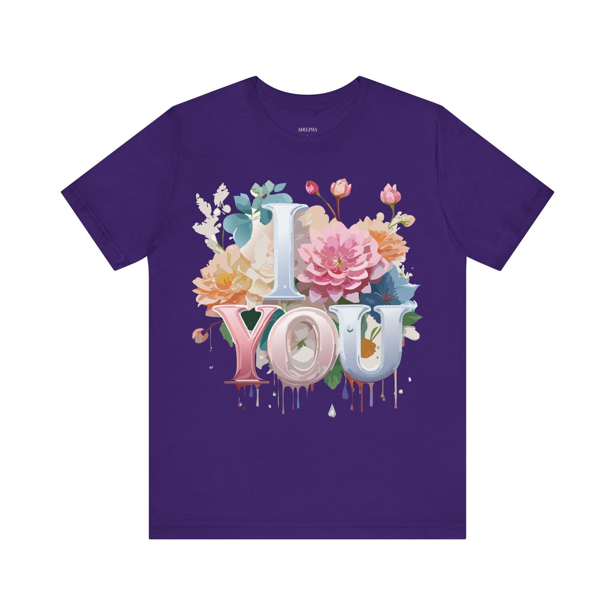 Valentine's Day Graphic Unisex Cotton Bella+Canvas Tee with Floral Art Design d113