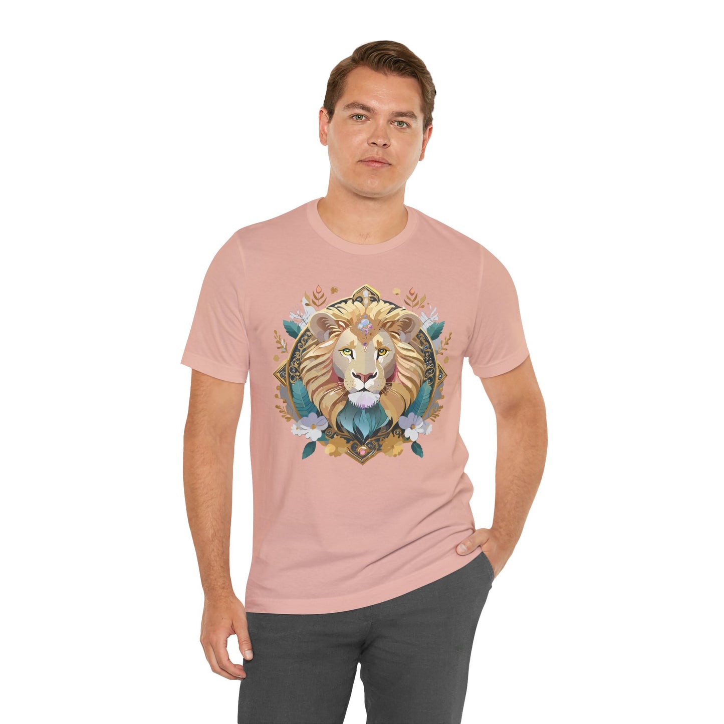 Unisex Lion Graphic Tee, Animal Shirt, Tee Shirt with Lion, Medallion T-Shirt, Animal Medallion Tees 2