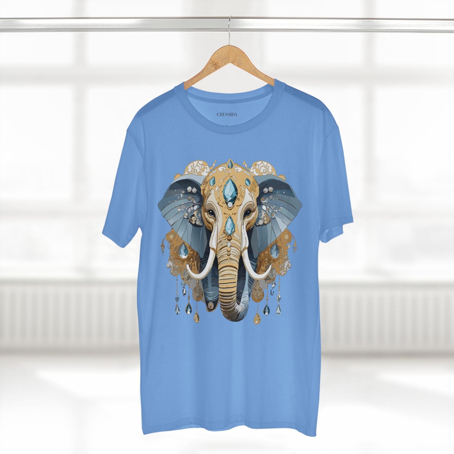 Elephant Graphic Unisex 100 Cotton Tee With Unique Animal Golden Medallion Art Design 35