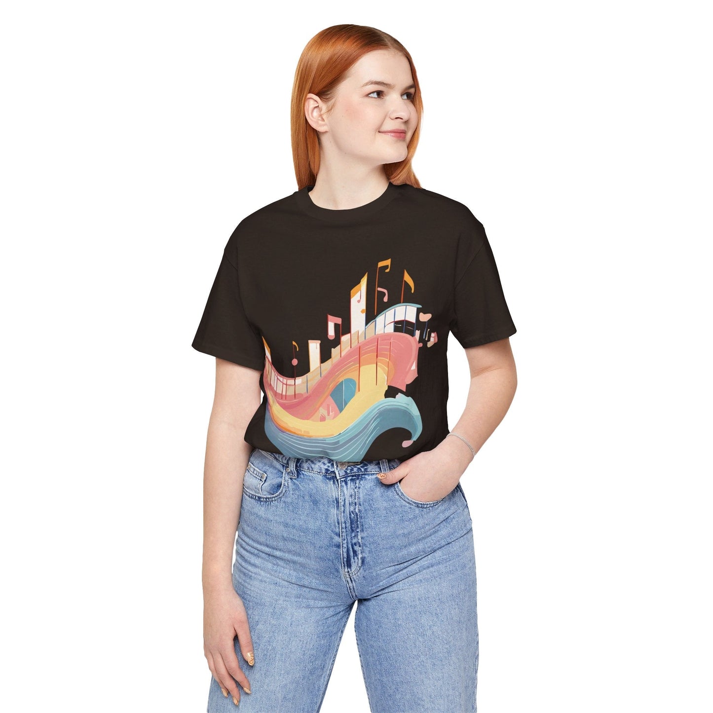 Music Graphic Unisex 100 Cotton Vintage Art with Musical Elements Tee 22