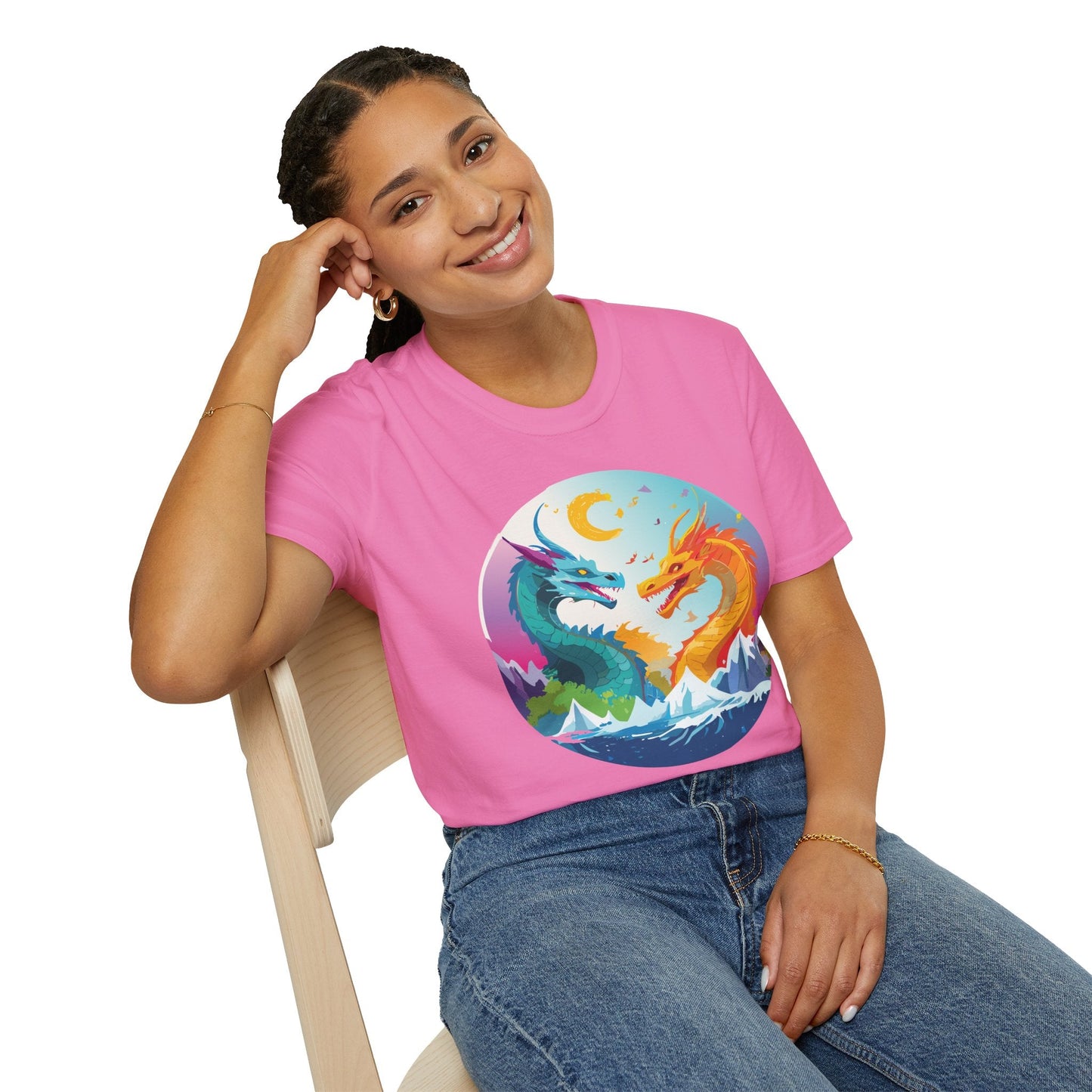 Dragon Graphic Unisex Cotton Softstyle Art Design Tee With Animals 29