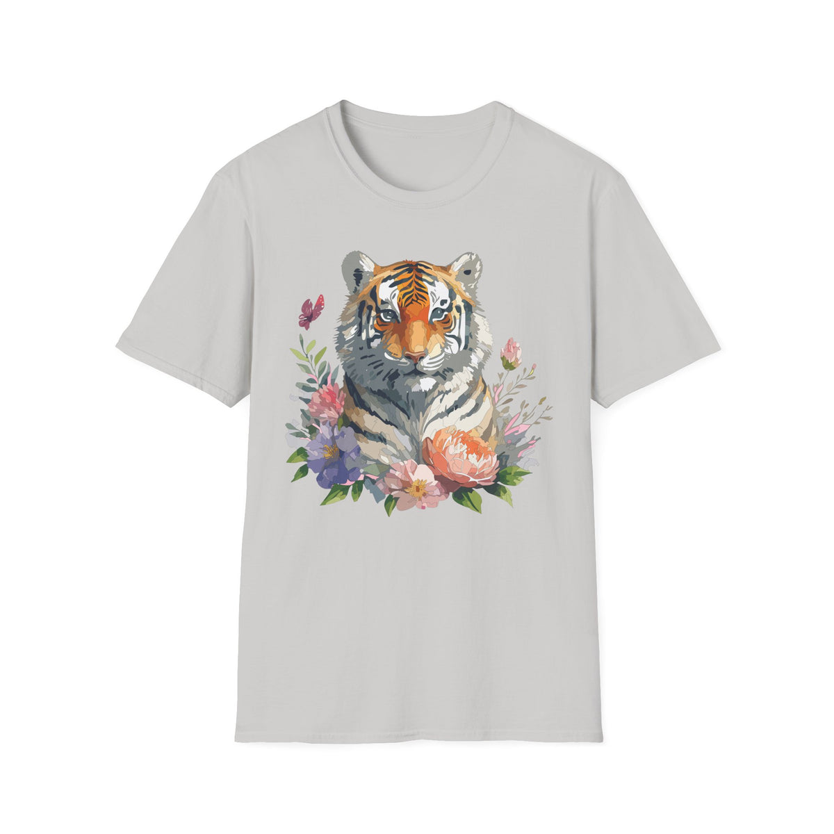 Watercolor Tiger Floral T-Shirt | Tiger Portrait Tee