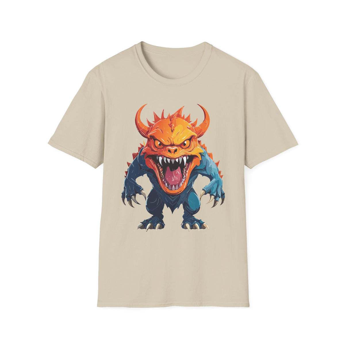 Monster Roar T‑Shirt — Fierce Orange Dragon Cartoon Graphic Tee Unisex 100 Cotton Gildan T-Shirt