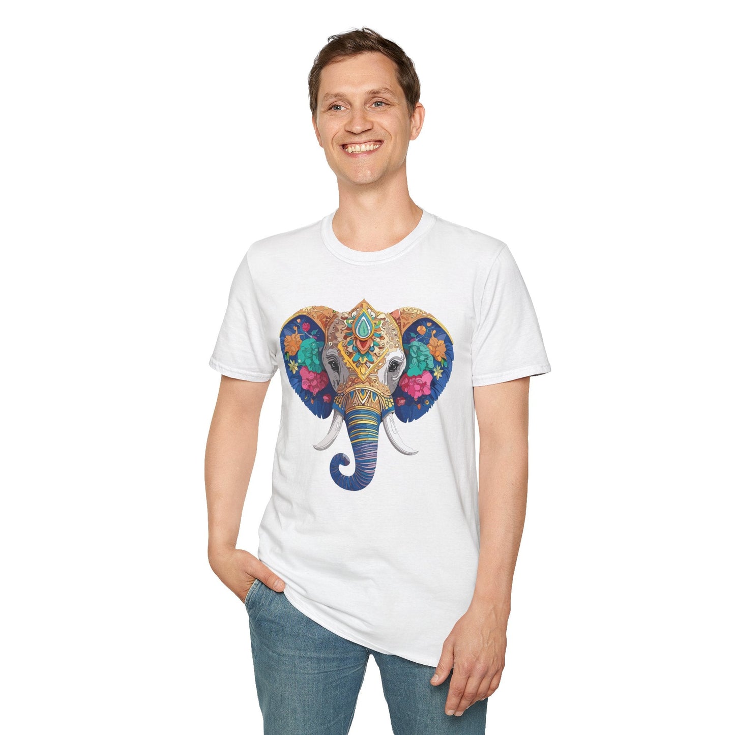 Elephant T Shirt Unisex Gildan Softstyle 64000 100 Percent Cotton Graphic Animal Tee