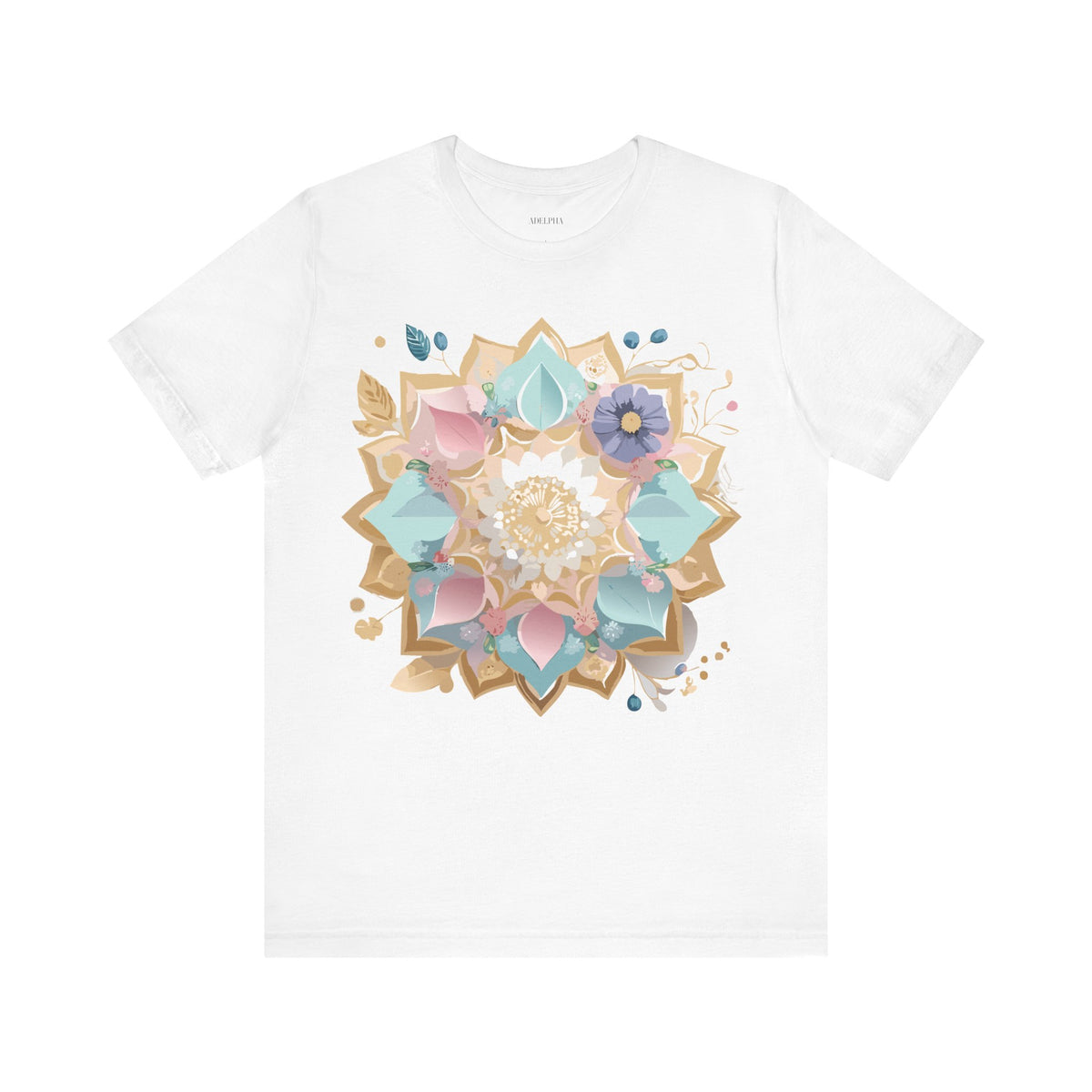 Mandala Graphic Unisex Cotton Bella+Canvas Tee with Floral Art Design d28