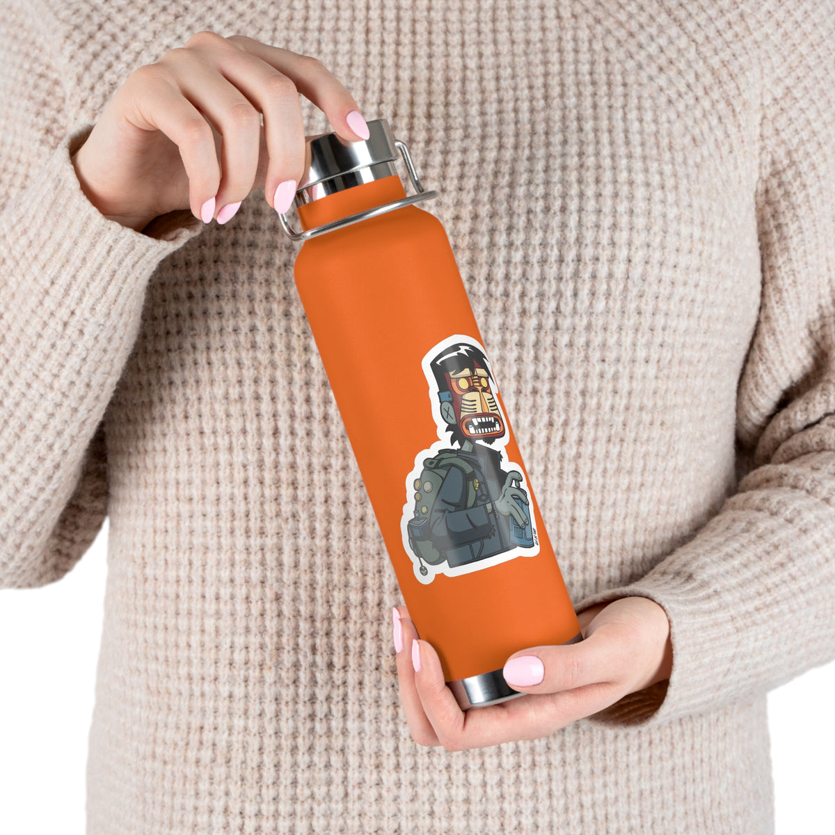 22oz Copper Insulated Water Bottle with Cartoon Design - CV67