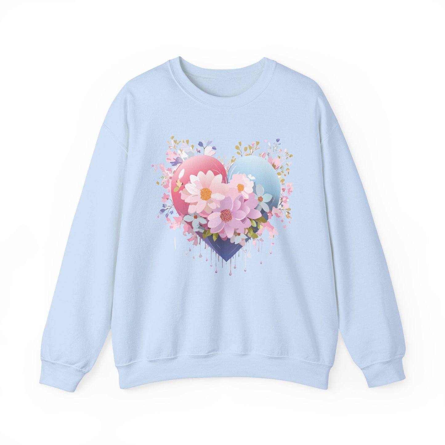 Floral Heart Unisex Crewneck Sweatshirt Gildan 18000 Heavy Blend 50 Cotton 50 Polyester