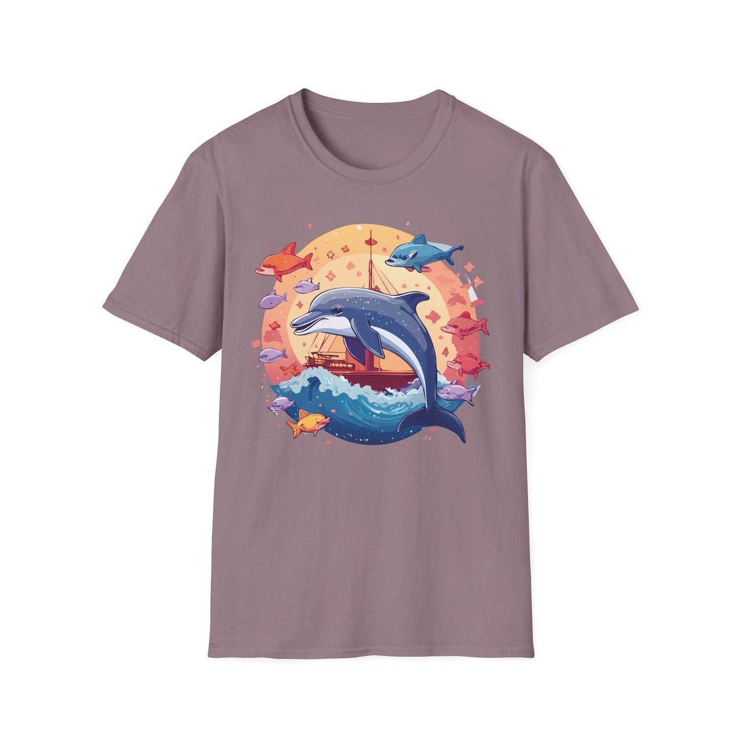 Dolphin Shirt Unisex Softstyle Cotton Tee 100 Percent Ring Spun Lightweight Breathable