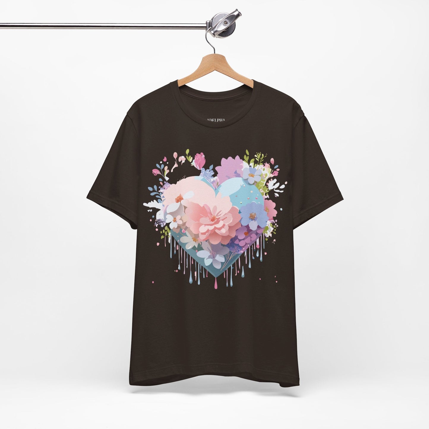 Valentine Day Graphic Unisex 100 Cotton Vintage Artwork with Love and Flower Design Tee 32