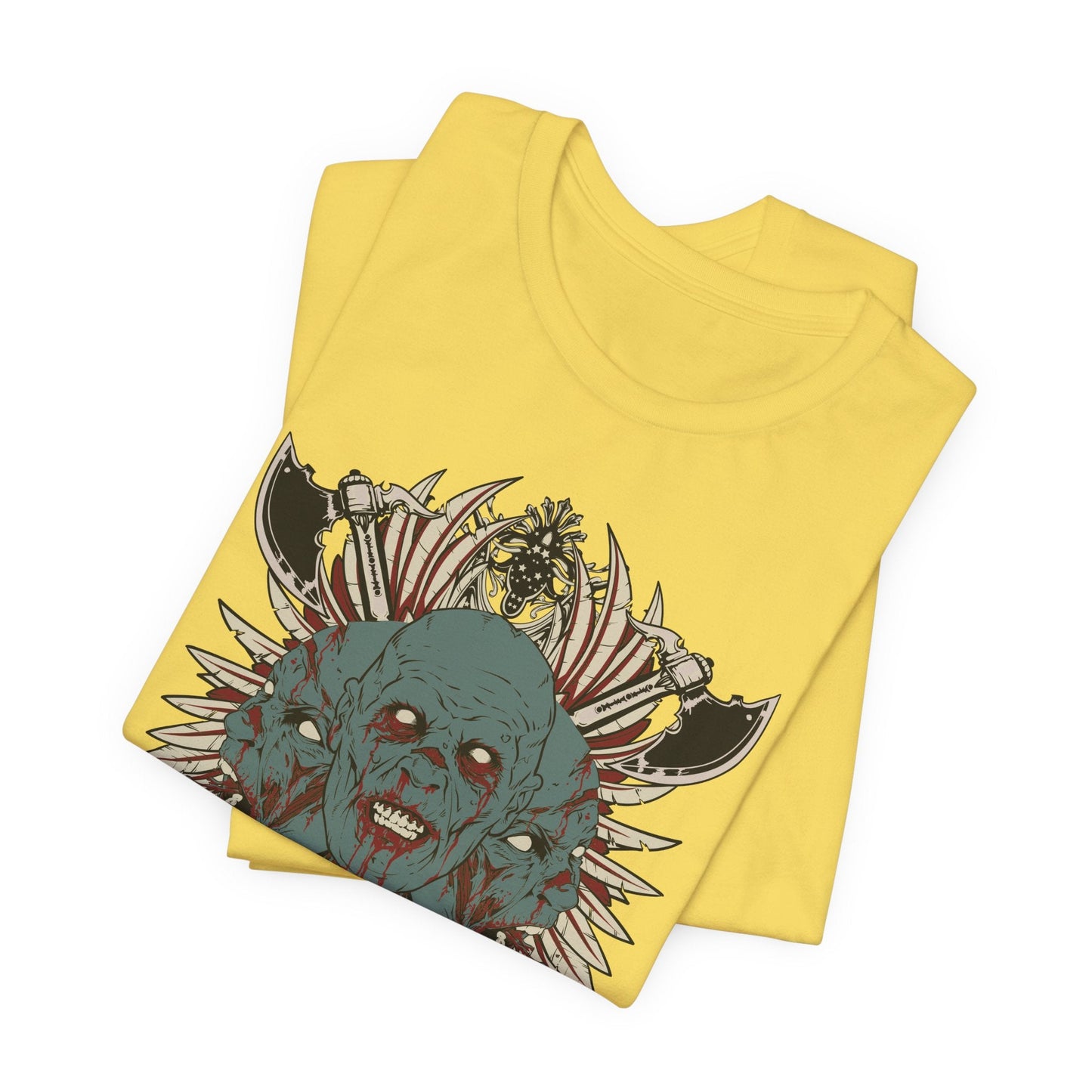 Zombie Skull Mandala T-Shirt Horror Graphic Tee, Gothic Skull Art-54-2