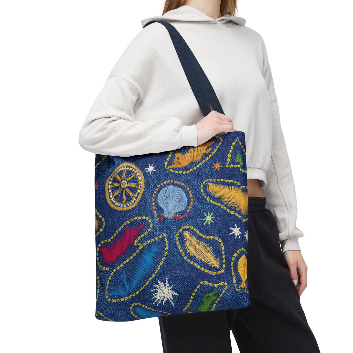 Denim Fabric Imitation Print Unisex Canvas Bag Poly Spun 3 Sizes Tote Bag 182