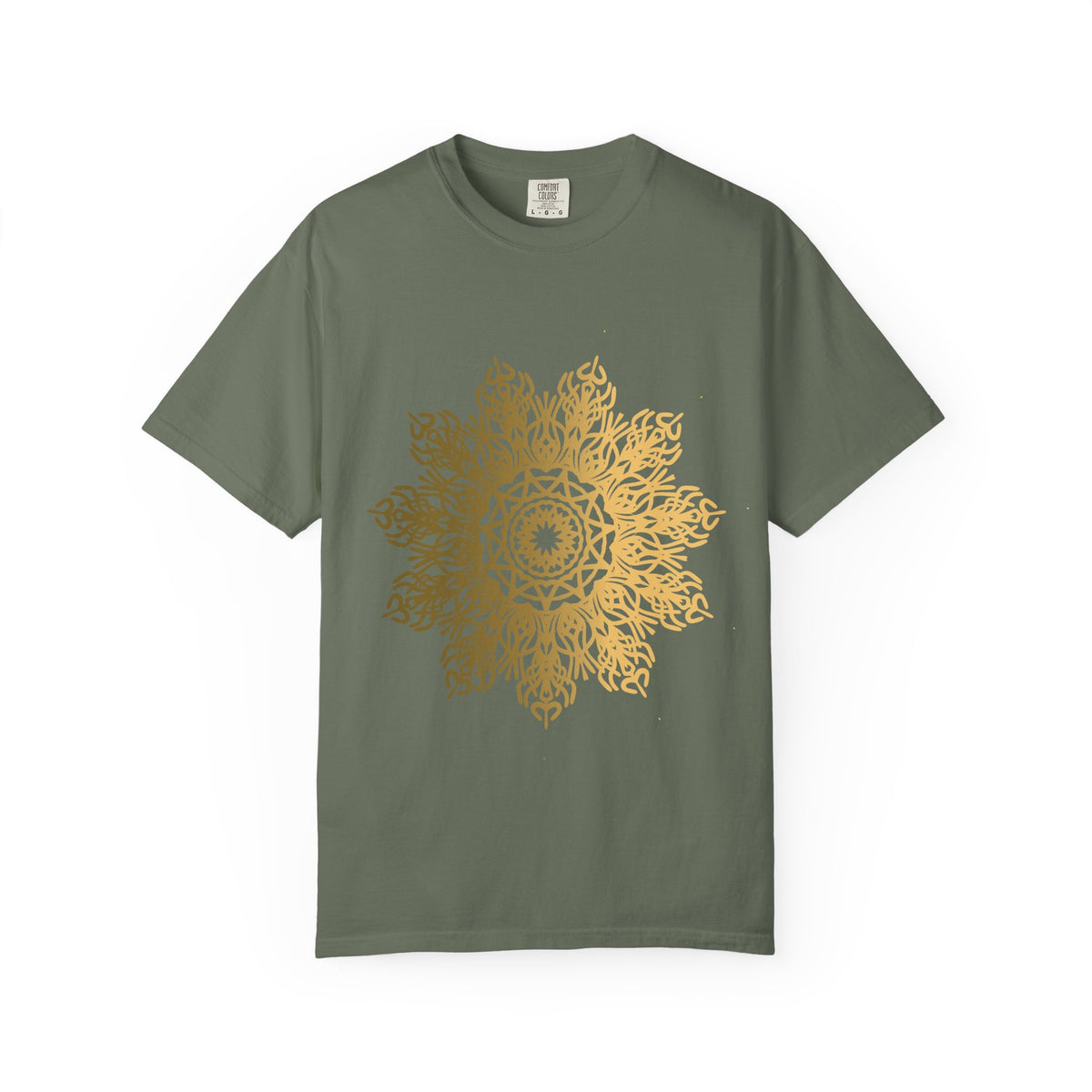 Unisex Garment Dyed Cotton T-Shirt with Mandala Graphic Design