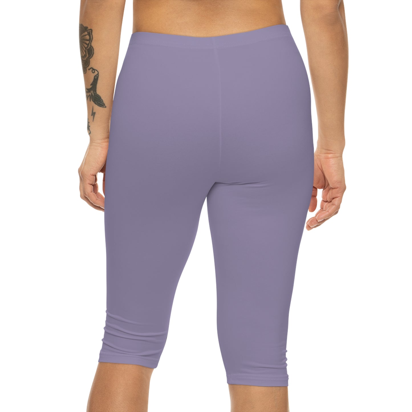 Purple Mist Color Women's Brushed Suede Poly Span Casual Capri Leggings XS-2XL