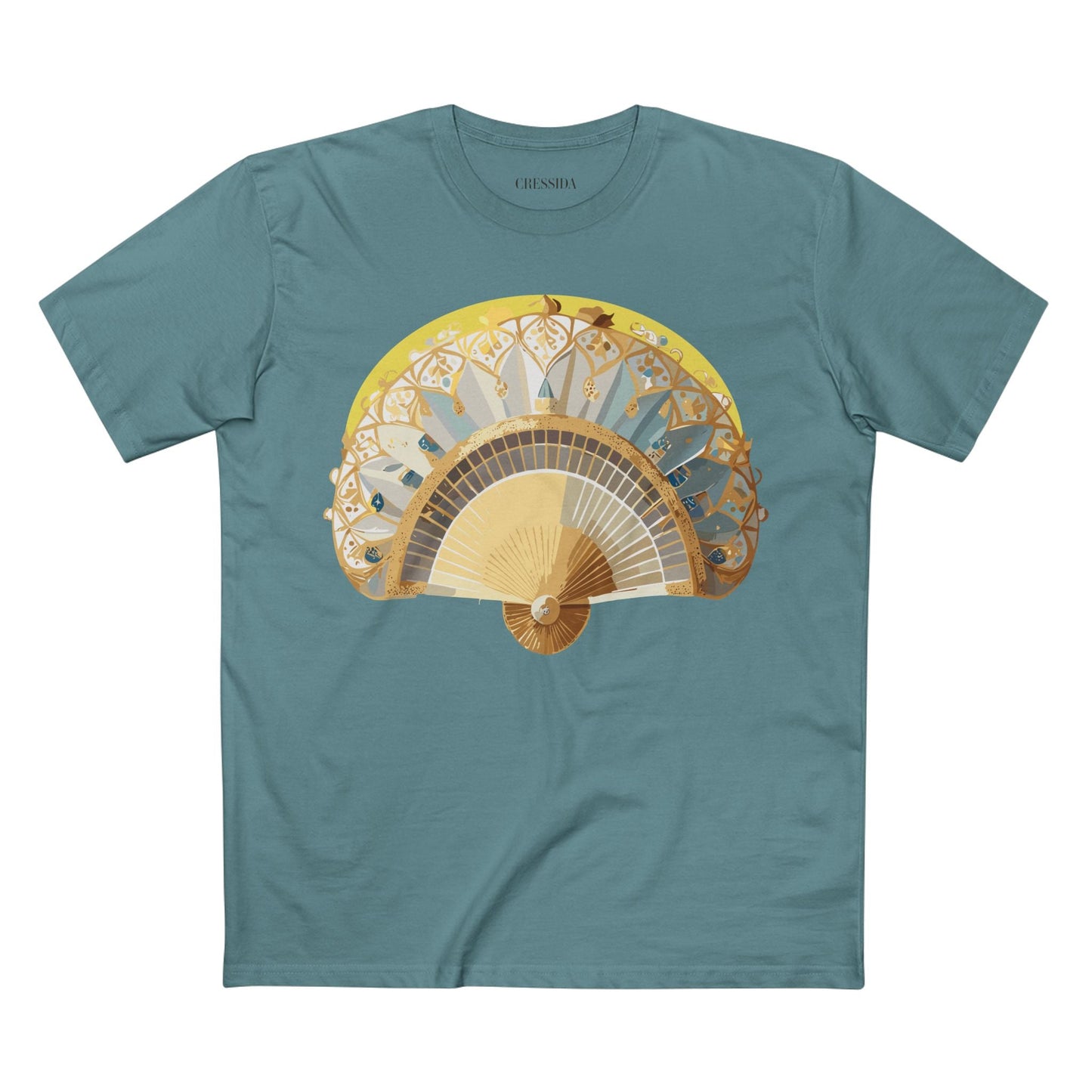 Antique Fan Graphic Design T-Shirt Unisex 100 Cotton Floral Carnival Artwork Tee 19