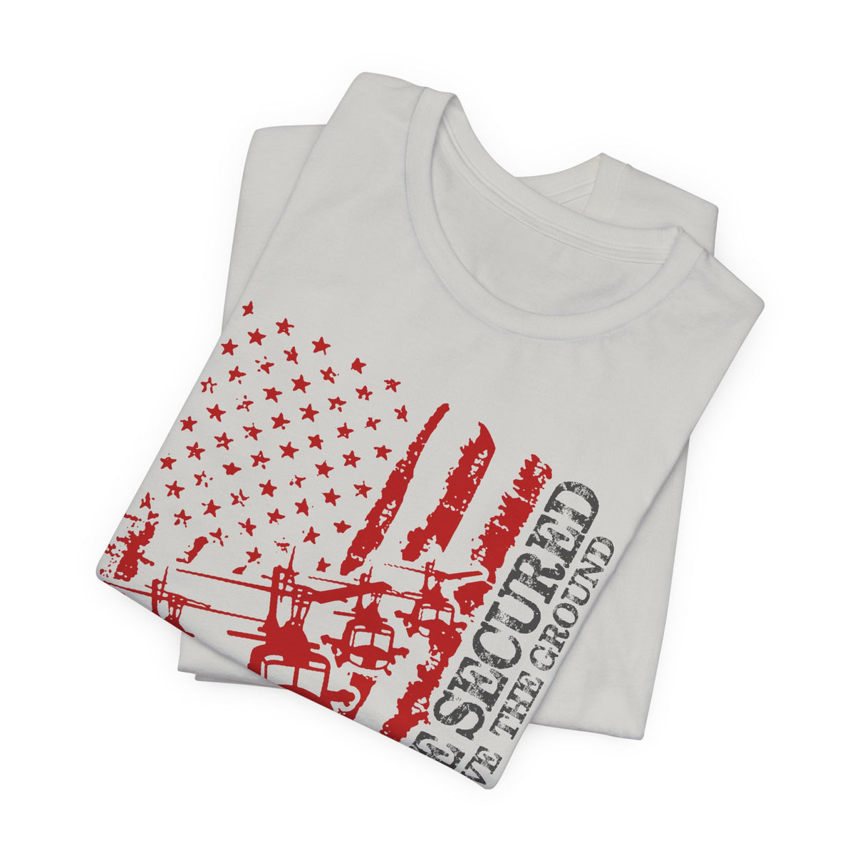You Are Secured Flag design Tee Military Helicopter Red Distressed USA Unisex Cotton T-Shirt v2