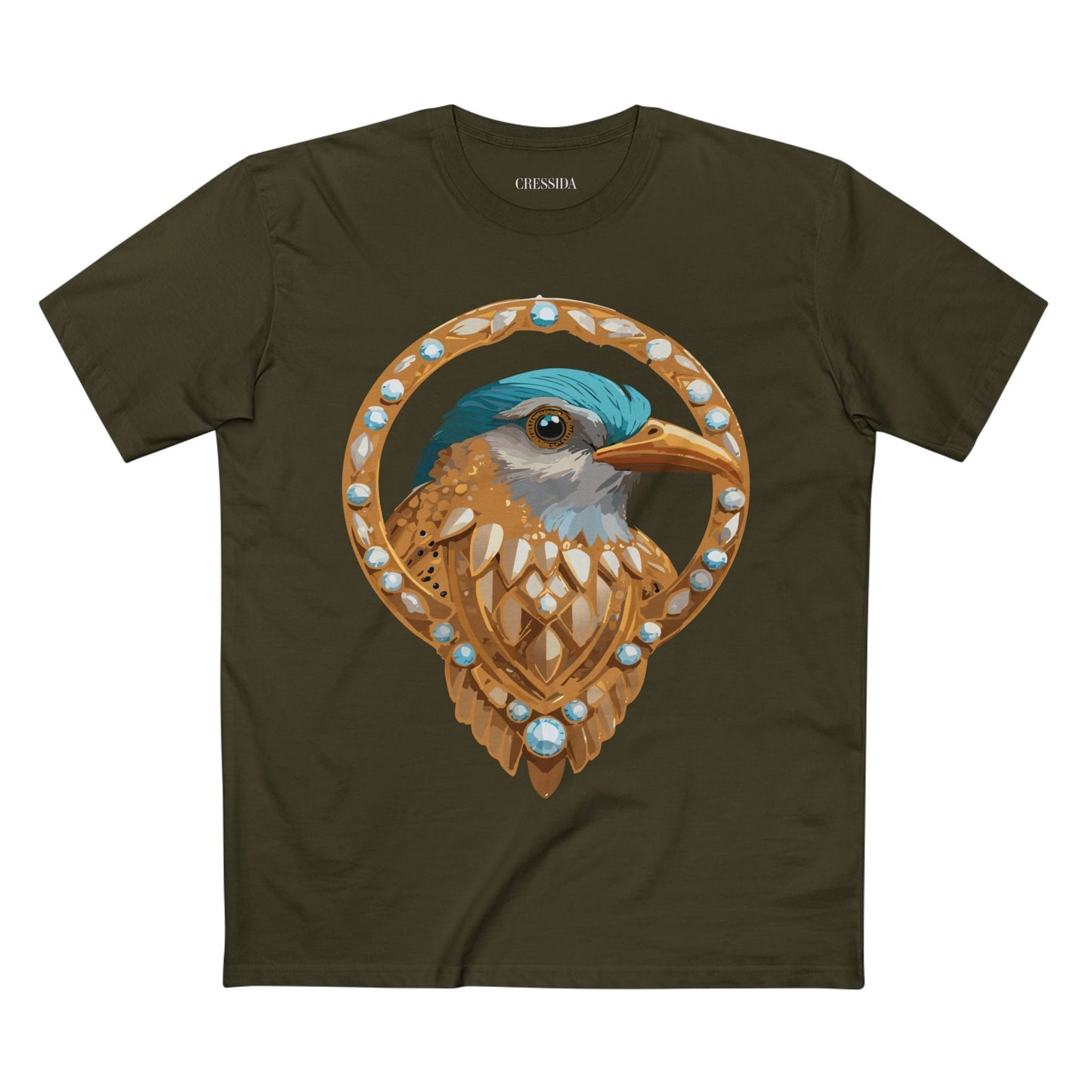 Bird Graphic Unisex 100 Cotton Tee With Unique Animal Golden Medallion Art Design 24