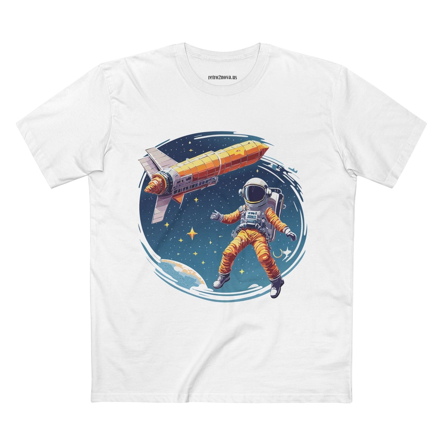 Cosmos Astronaut Shirt Unisex Premium Cotton Tee With Original Art Print By Retro2Nova