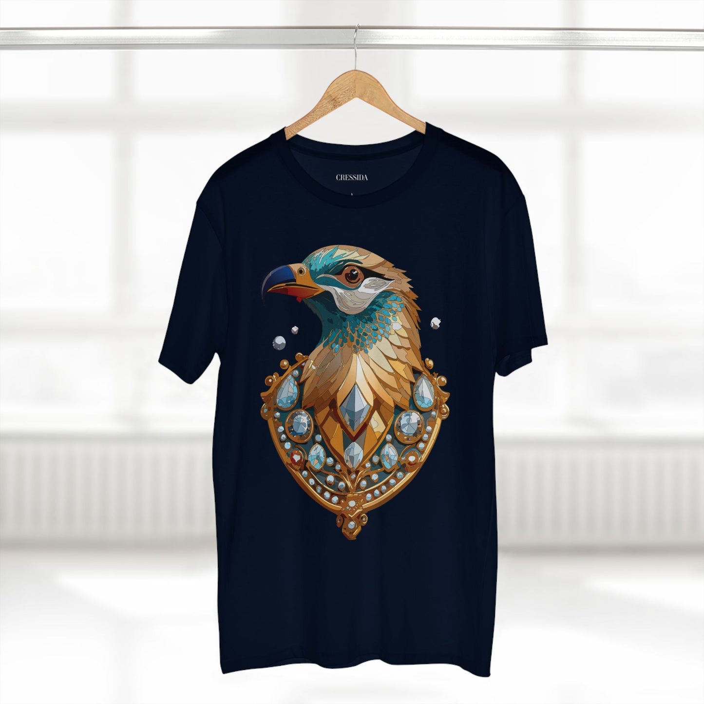 Bird Graphic Unisex 100 Cotton Tee With Unique Animal Golden Medallion Art Design 21