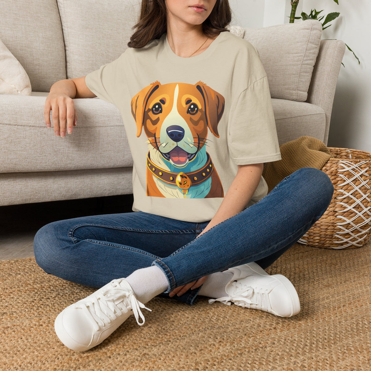 Happy Brown Dog Face T-Shirt | Cute Pet Portrait Tee