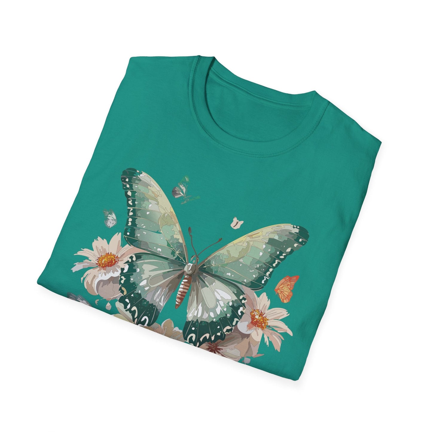 Butterfly T Shirt Unisex Softstyle Tee 100 Percent Ring Spun Cotton Monarch Design Premium Comfort
