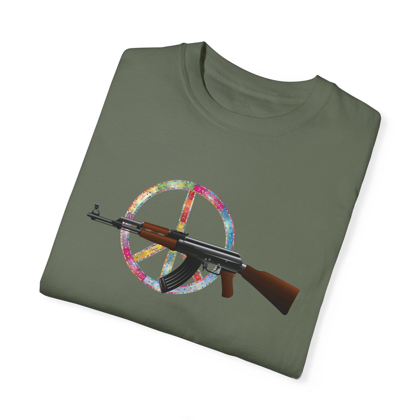 Unisex T-shirt with GUNS AND FLOWERS print