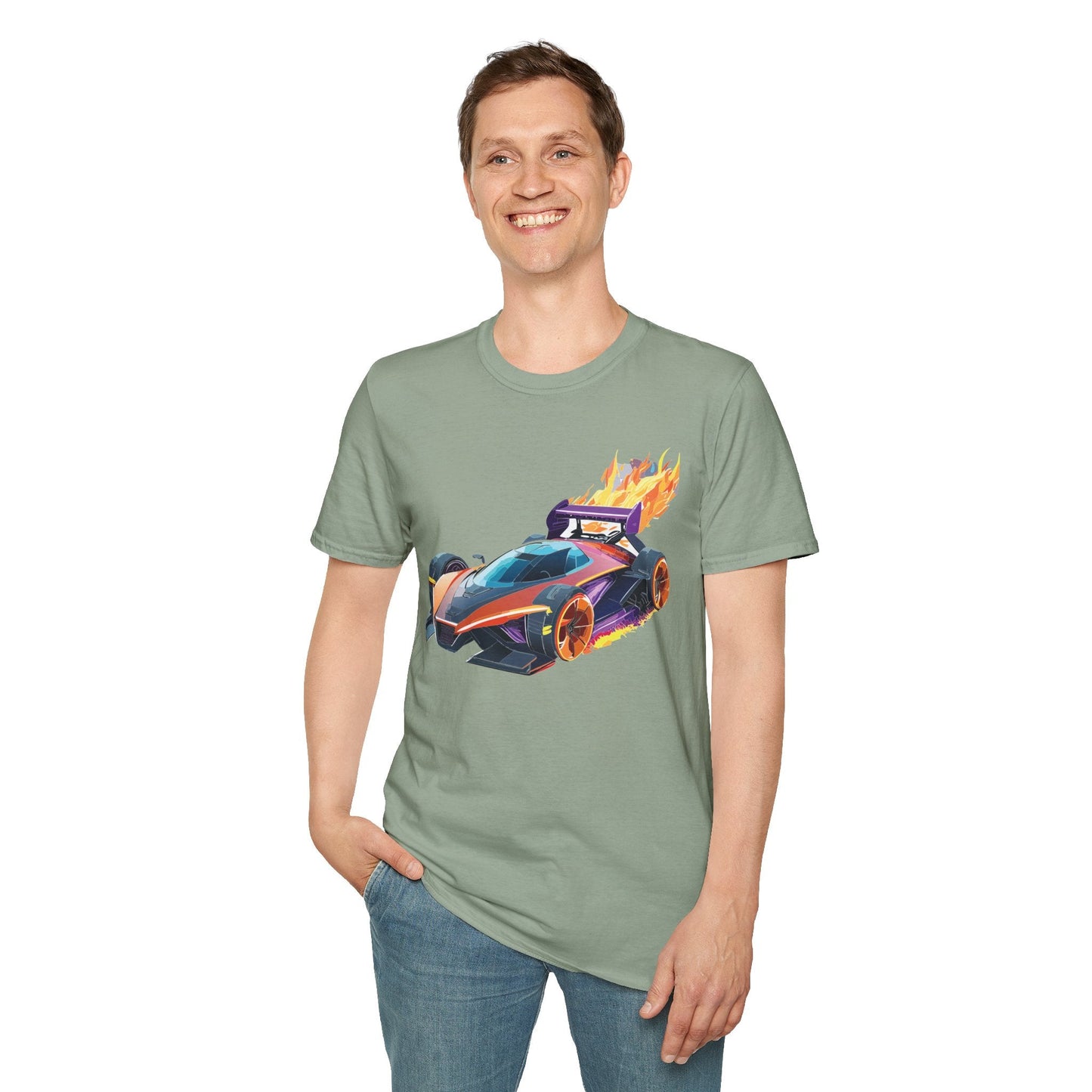 Unisex Car T Shirt Hot Wheels Graphic Tee Car Shirt Gildan Softstyle 64000 Cotton Tee