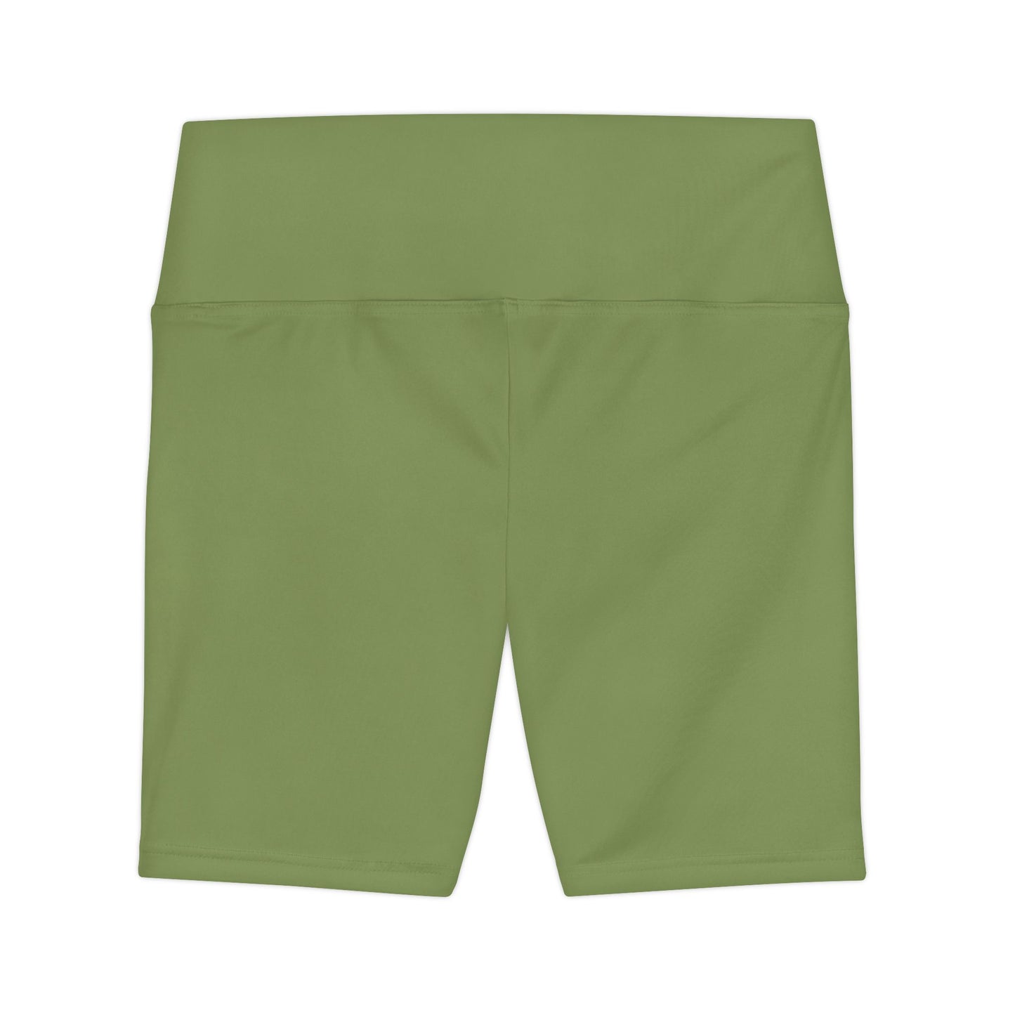 Palm Leaf Green Olive High-Waist Women's Workout Shorts — Comfortable Athletic Bike Shorts