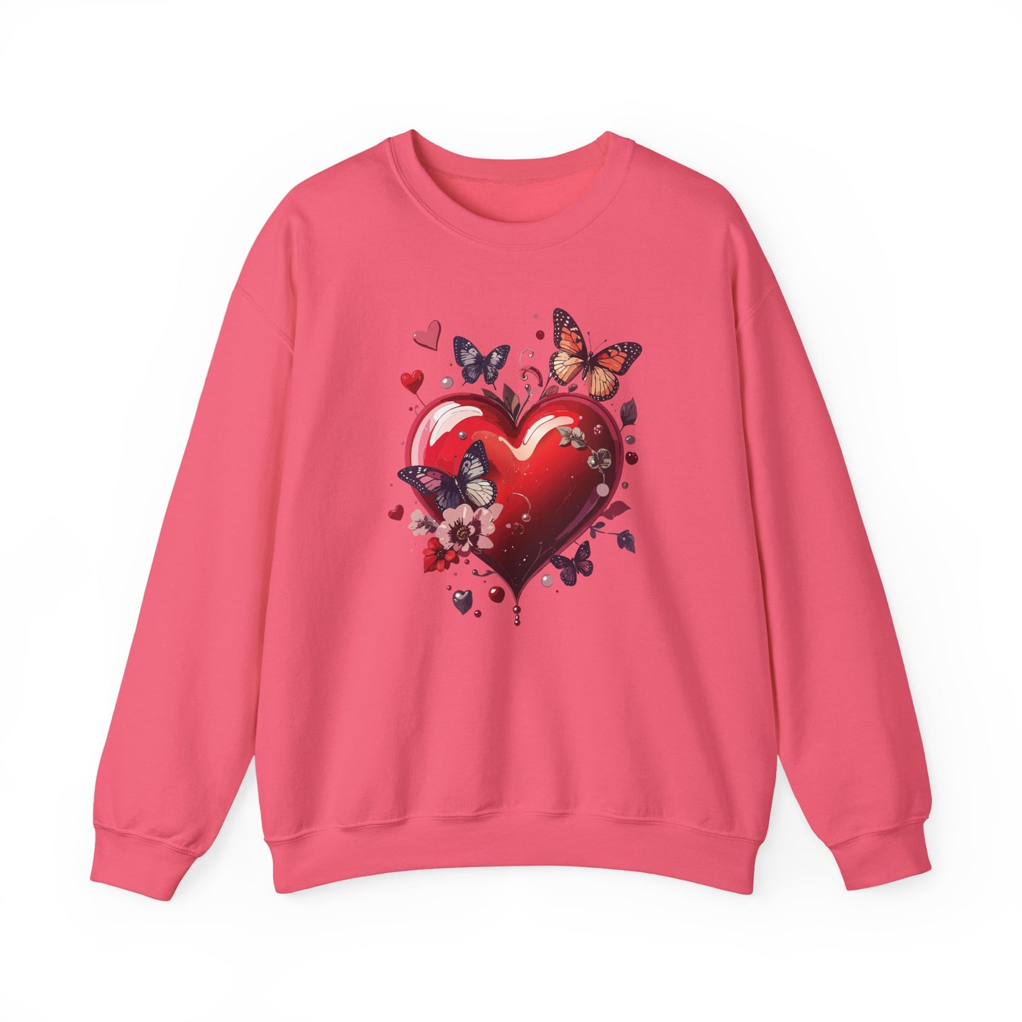 Big Red Heart Sweatshirt, Floral Red Heart Sweatshirt, Floral Love Sweatshirt, Valentine's Day Sweatshirt, Heart Floral Sweatshirt 105