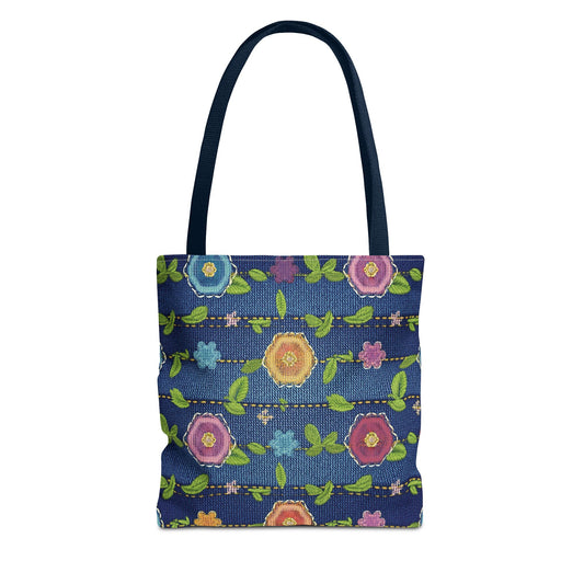 Denim Fabric Imitation Print Unisex Canvas Bag Poly Spun 3 Sizes Tote Bag 134