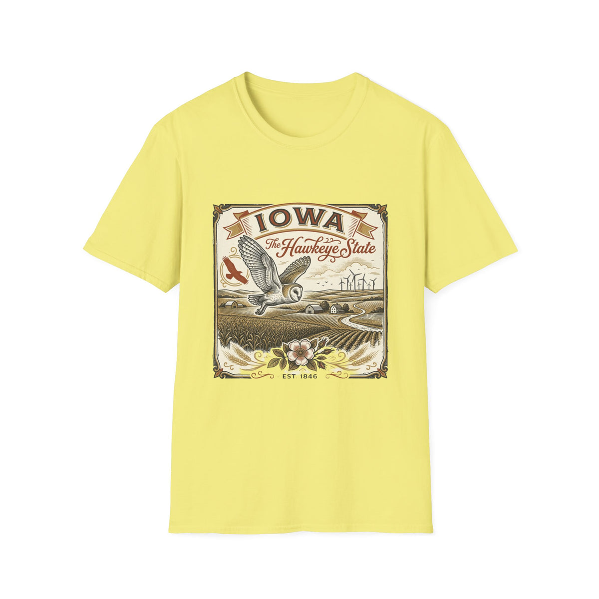 Iowa Hawkeye State Vintage Travel Tourist Graphic Design Unisex 100 Cotton Gildan T-Shirt