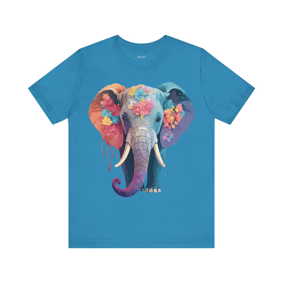 Elephant Graphic Unisex Cotton Bella+Canvas Tee with Art Animal Design e127