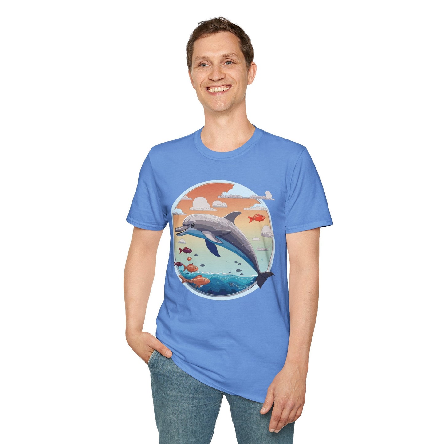 Dolphin Shirt Unisex Gildan Softstyle Cotton Tee For Men Women Dolphin Fish Animal Shirt