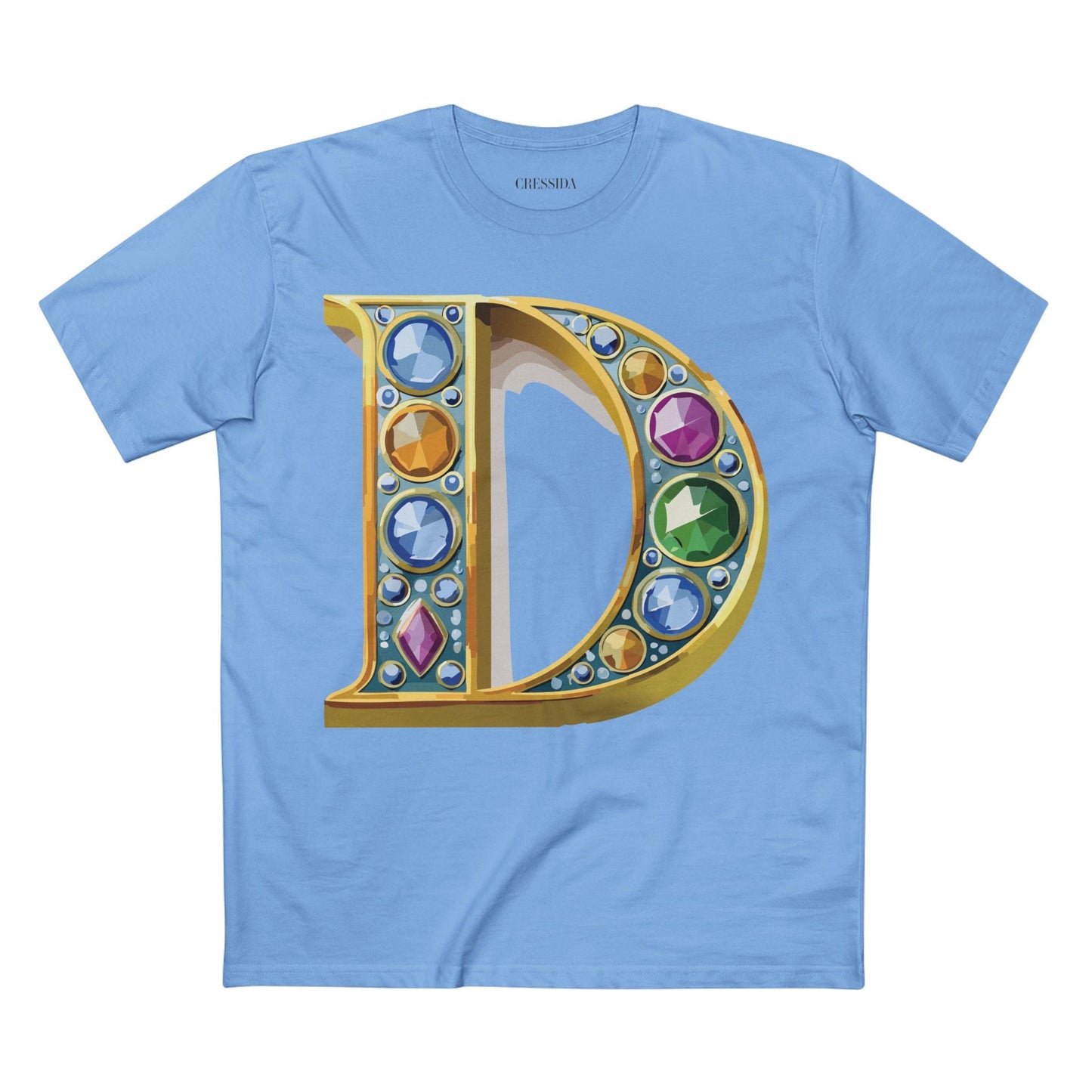 Letter D Graphic Design Tee Unisex 100 Cotton With Antique Gold Letters Artwork T-Shirt