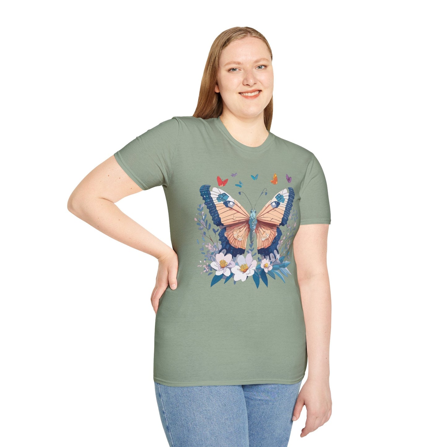 Unisex Butterfly Shirt Monarch Design Gildan Softstyle 64000 Short Sleeve Tee For Men And Women
