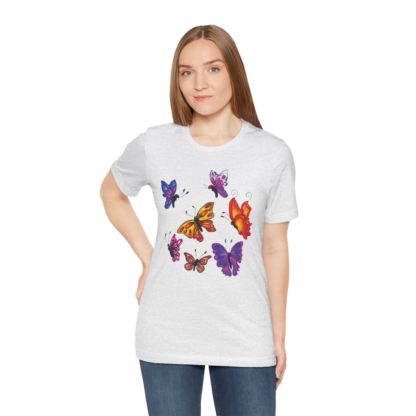 Cotton Tee Shirt with Butterfly Prints